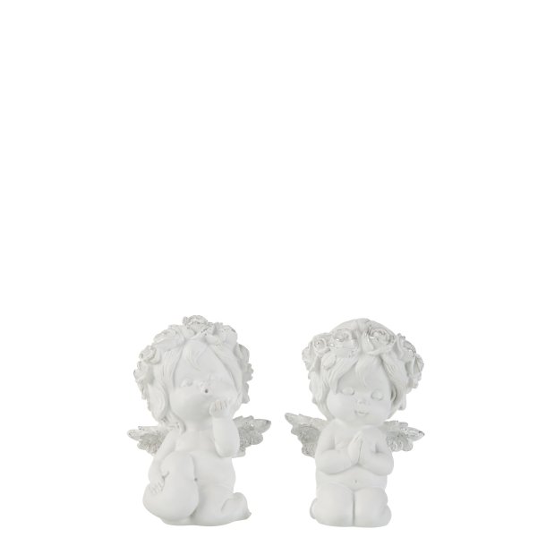 ANGEL KNEELING POLY WHITE/SILVER ASSORTMENT OF 2