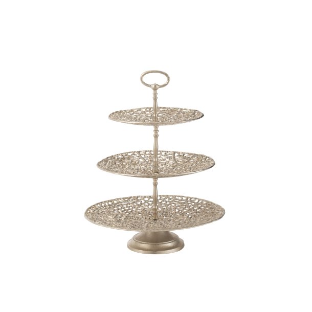 3 LEVEL CAKE STAND CORAL METAL CHAMPAGNE