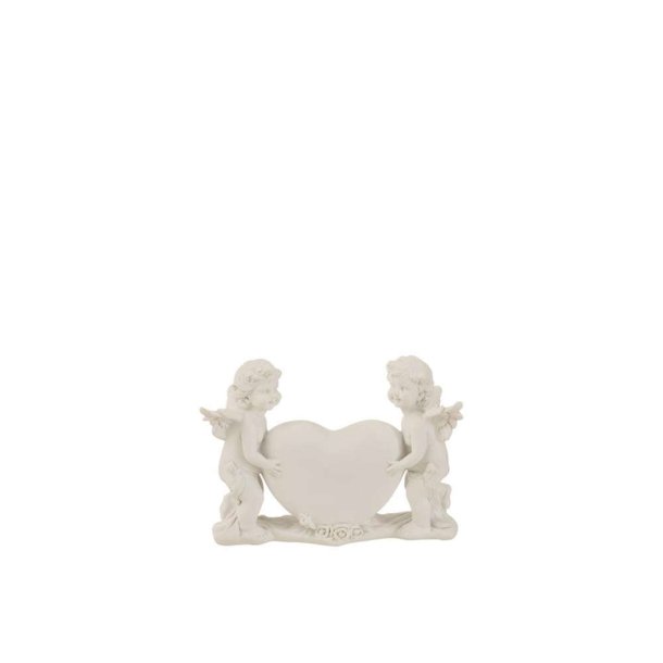 ANGEL COUPLE HEART POLY WHITE